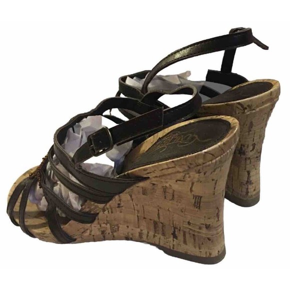 Unlisted Sandals Strappy Caged Womens 7.5 M Wedge Brown Vegan NWT - Picture 4 of 13